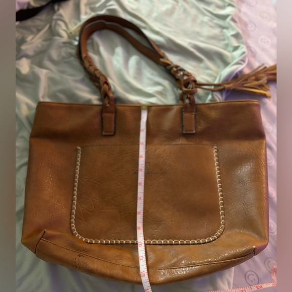 Weimeibaige Brown Vegan Leather Tote Bag Purse Multi-pocket Zipper Closure - Picture 3 of 5